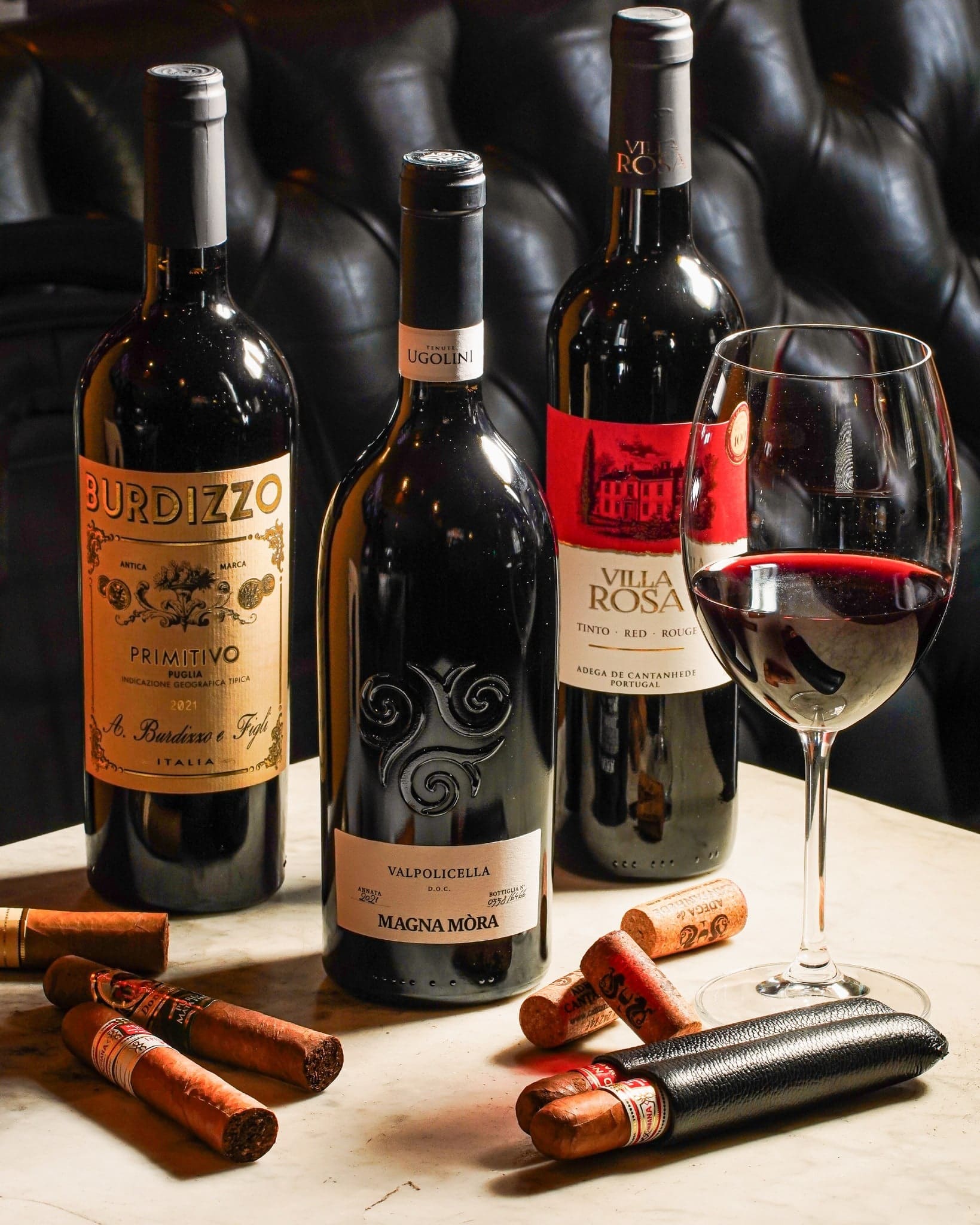 Charutos e vinhos para harmonização